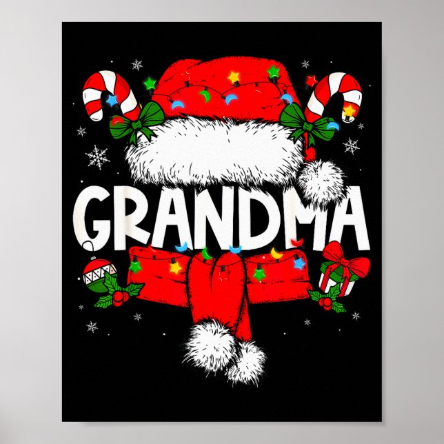 Poster Grandma Christmas Pajama Santa Claus Family Matchi (Frente)