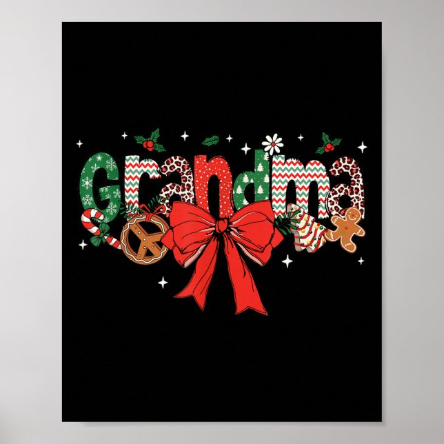 Poster Grandma Coquette Bow Christmas Merry Xmas Family M (Frente)