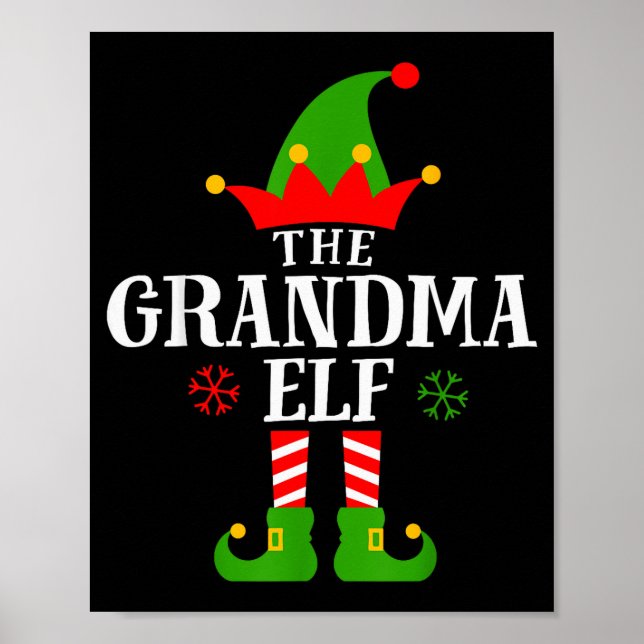 Poster Grandma Elf Funny Matching Family Christmas Pajama (Frente)