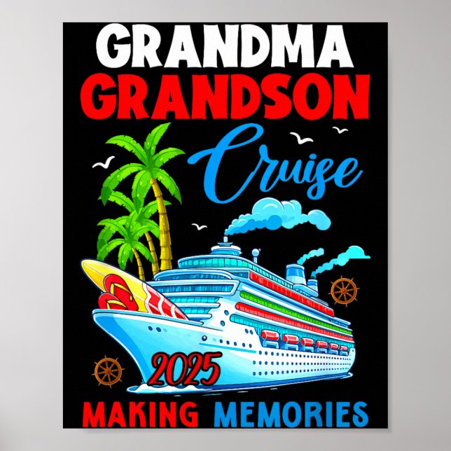 Poster Grandma Grandson Cruise 2025 Memories Christmas Fa (Frente)