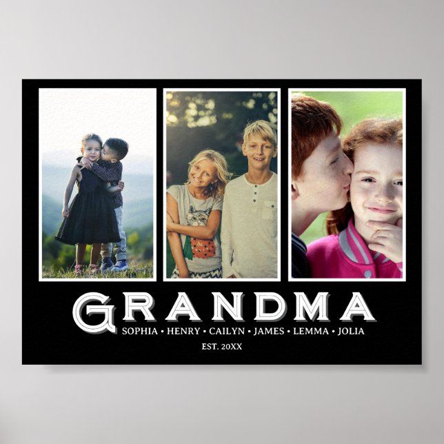Poster Grandma Photo Collage – Custom Grandkids Names (Frente)