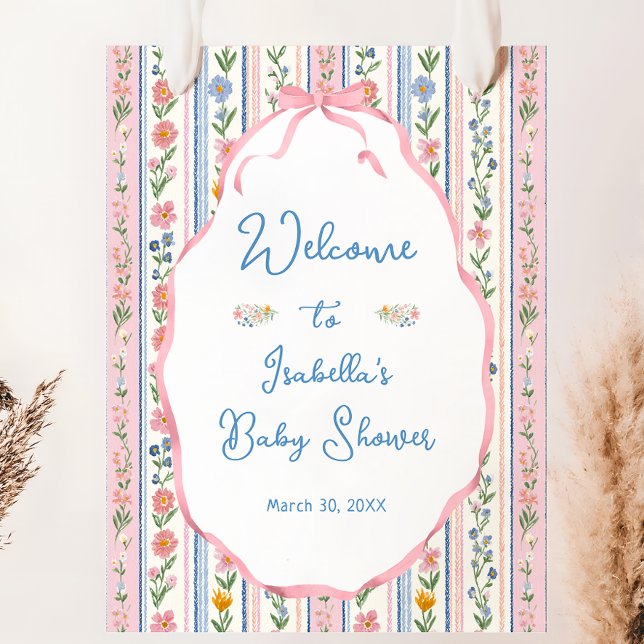 Poster Grandmillennial Floral Baby Shower Welcome  (Criador carregado)