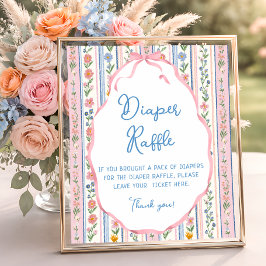 Poster Grandmillennial Floral Vintage Diaper Raffle