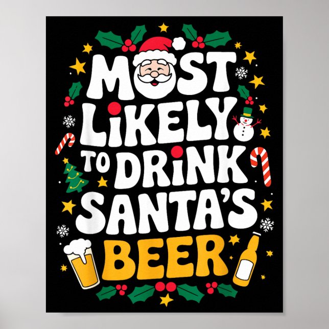 Poster Grandpa Christmas Men Dad Most Likely To Drink San (Frente)