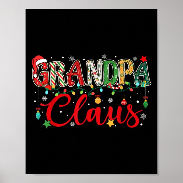 Poster Grandpa Claus Christmas Lights Pajama Family Match (Frente)
