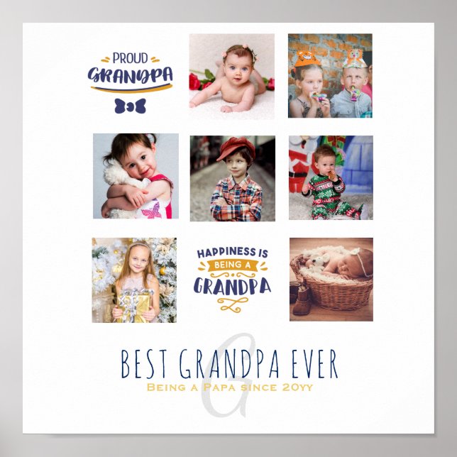 Poster GRANDPA FOTO COLLAGE GIFT GIFT Orgulho Papá Pop Gr (Frente)