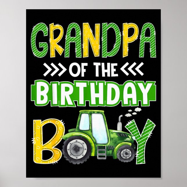 Poster Grandpa Of The Birthday Boy Tractors Farm Trucks F (Frente)