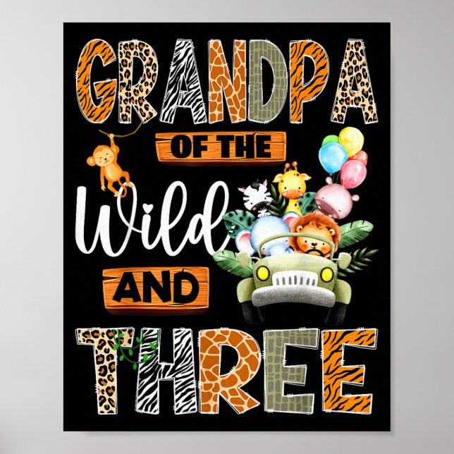 Poster Grandpa Of The Wild And Three 3rd Birthday Boy Saf (Frente)