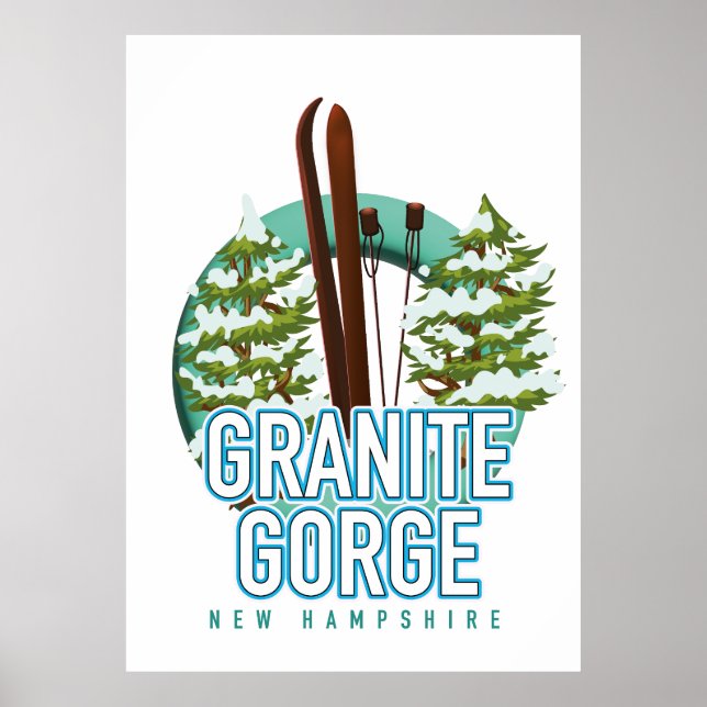 Poster Granite Gorge New Hampshire esqui (Frente)