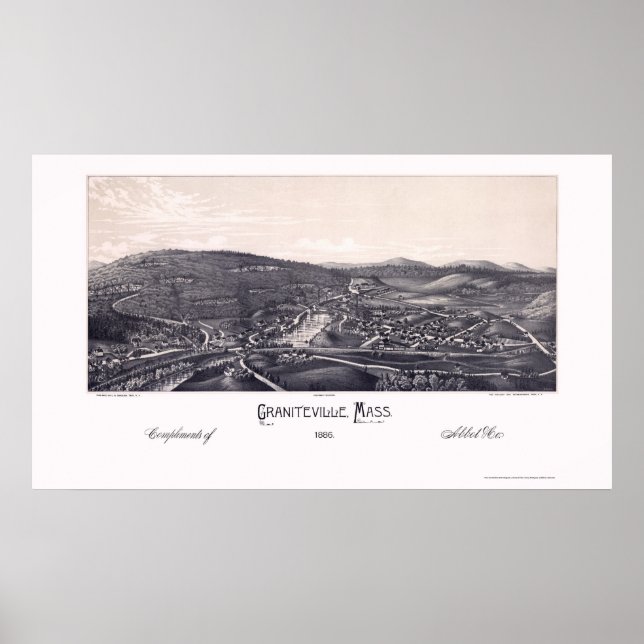 Poster Graniteville, Mapa Panorâmico do MÃE - 1886 (Frente)
