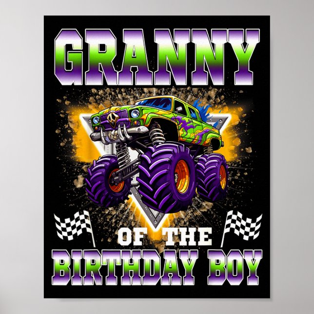 Poster Granny Of The Birthday Boy Monster Truck Birthday  (Frente)