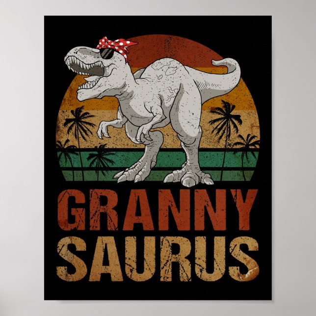 Poster Grannysaurus T Rex Dinossaur Avó Saurus Retro Mo (Frente)