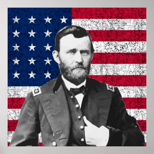 Pôster Grant e a bandeira americana (Frente)