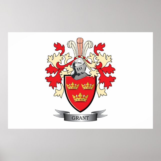 Pôster Grant Family Crest Coat of Arms (Frente)