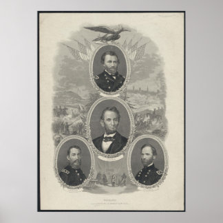 Poster Grant, Lincoln, Sheridan, Sherman