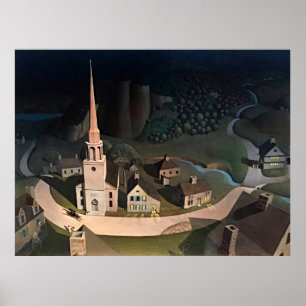 Poster Grant Wood Midnight Ride Paul Revere Arte Fino