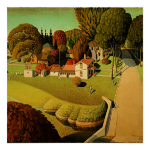 Pôster Grant Wood - O Local de Nascimento de Herbert Hoov