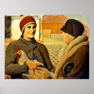 Poster Grant Wood - pintura de belas artes,