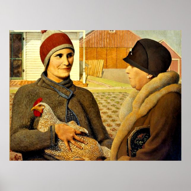 Poster Grant Wood - pintura de belas artes, (Frente)