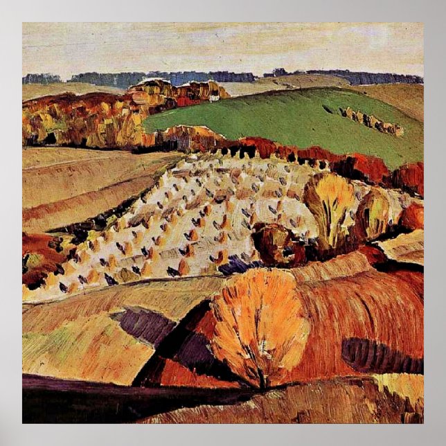 Poster Grant Wood trabalho de arte, Landscape (Frente)