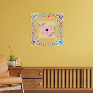 Poster Graphic Art, Pink Spring Flowers Ilustração