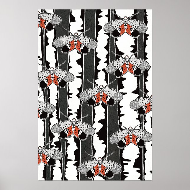 Poster Graphic Spotted Lanternfly Hand Drawn Art (Frente)