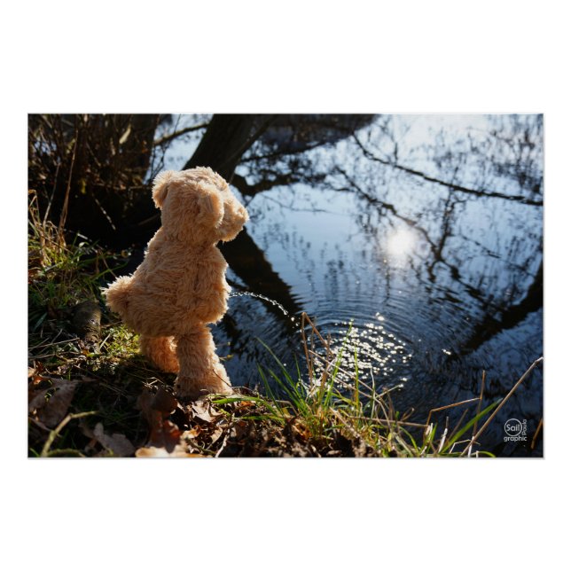 Pôster Grappige beer die ondeugend plast. (Frente)