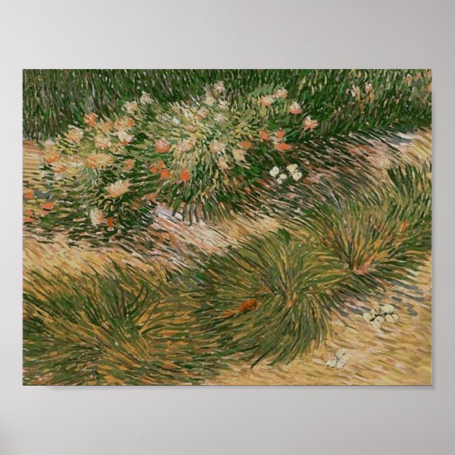 Poster Grass & Butterflies (F460) Van Gogh Fine Art (Frente)