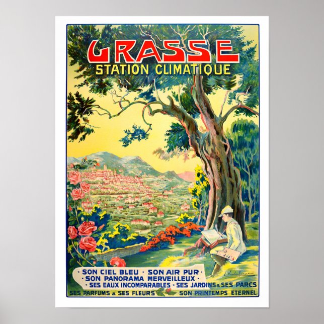 Poster Grasse France viagens vintage (Frente)