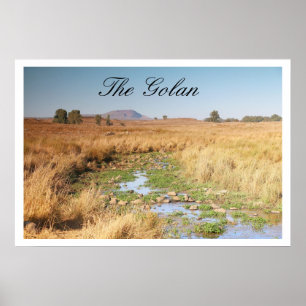 Poster Grassy Plateau e Stream, Montes Golã, Israel