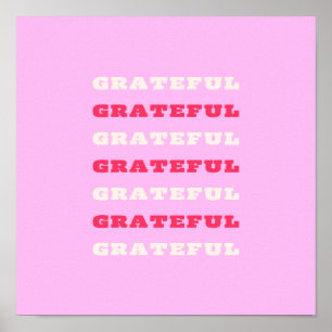 Poster Grata, Agradecida, Citação de Gratidão, Rosa, Féri