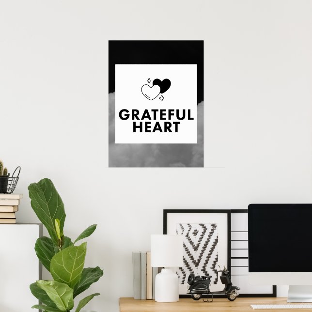 Poster Grateful Heart. Wall Art. (Escritório em casa)