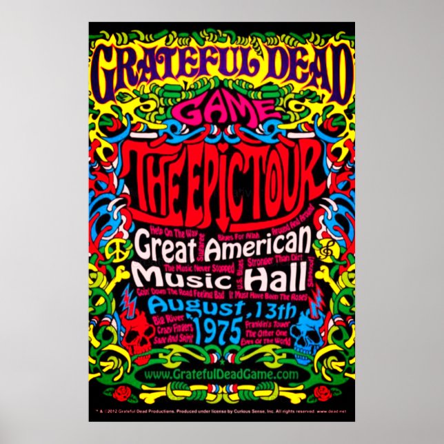 Poster Grateful Morto Rock Banda Concert (Frente)