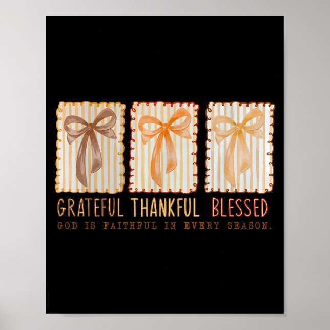 Poster Grateful Thankful Blessed Religious Christian  (Frente)