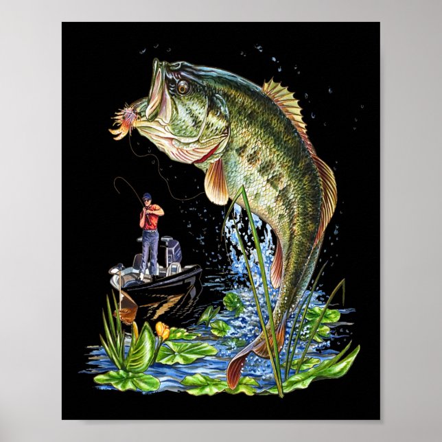 Poster Grático de pesca de boca grande B (Frente)
