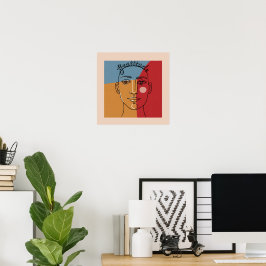 Poster "Gratidão" Arte Minimalista da Linha de Rosto | Co
