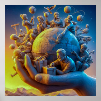 Poster Gratidão global: mãos alegres