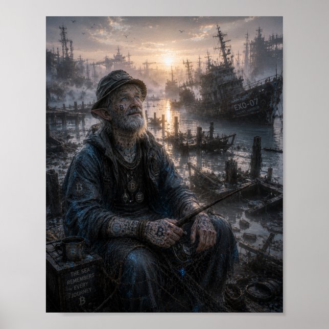 Poster Gratidão / Pescador / Um Porto Tranquilo (Frente)