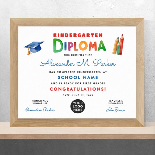 Poster Gratificante Jardim de Infância Diploma de Logotip (Criador carregado)