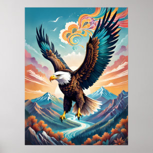 Poster Grátis: Ilustração Majestosa Boho Eagle