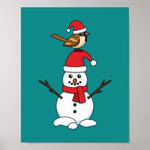 Poster Grátis Sparrow em Snowman