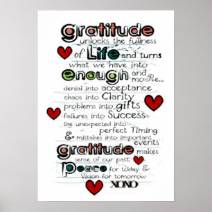 Poster Gratitude/sabedoria no design da vida/tipografia