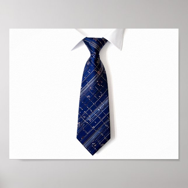 Poster gravata azul sobre fundo branco (Frente)