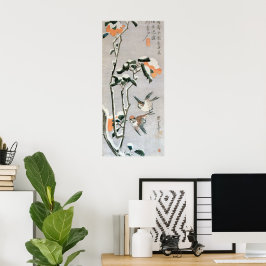 Poster Graves e Camellia na neve por Ando Hiroshige