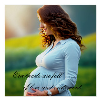 Pôster Grávida Mulher Floral Mínima Na Cama De Arte