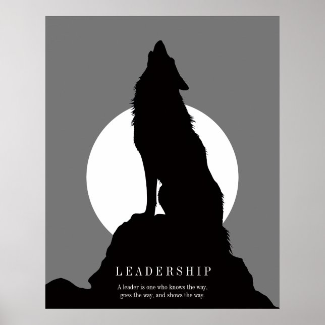 Poster Gray Black Pop Art Leadership Wolf Howling (Frente)