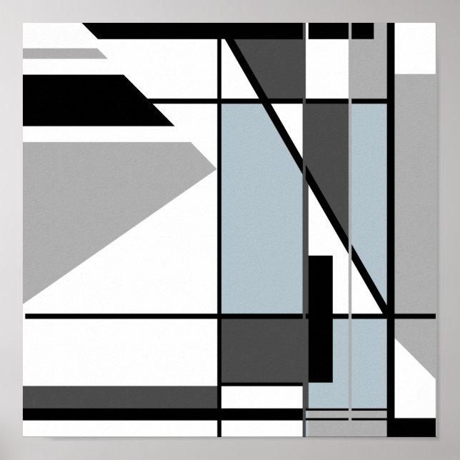 Poster Gray Black White Abstract Mosaic-like Design (Frente)