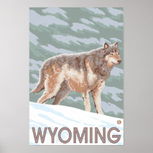 Pôster Gray Wolf StandingWyoming