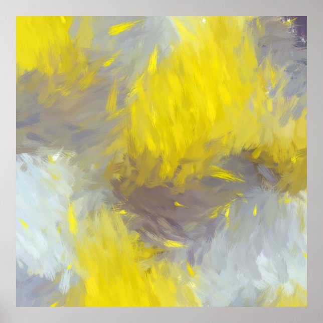 Poster Gray Yellow Abstract Brushstrokes (Frente)