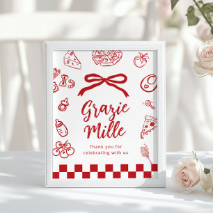 Poster Grazie Mille Obrigado por vir Whimsical Pizza